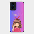 Cute Girl Hello Glass Case For Motorola G45 5G