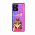 Cute Girl Hello Glass Case For Motorola G64 5G