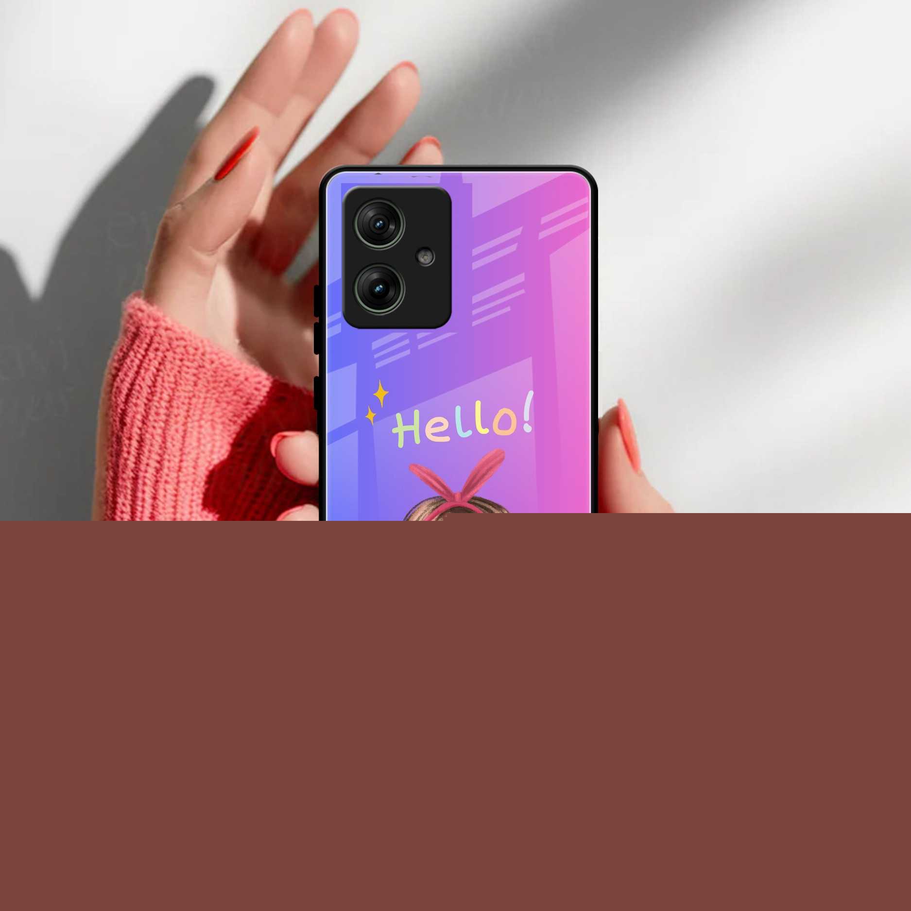 Cute Girl Hello Glass Case For Motorola