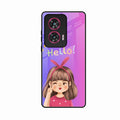 Cute Girl Hello Glass Case For Motorola G96 5G
