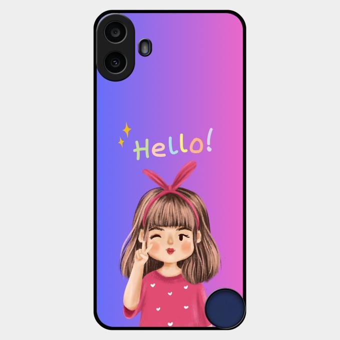 Cute Girl Hello Glass Case For Nothing Cmf Phone 1