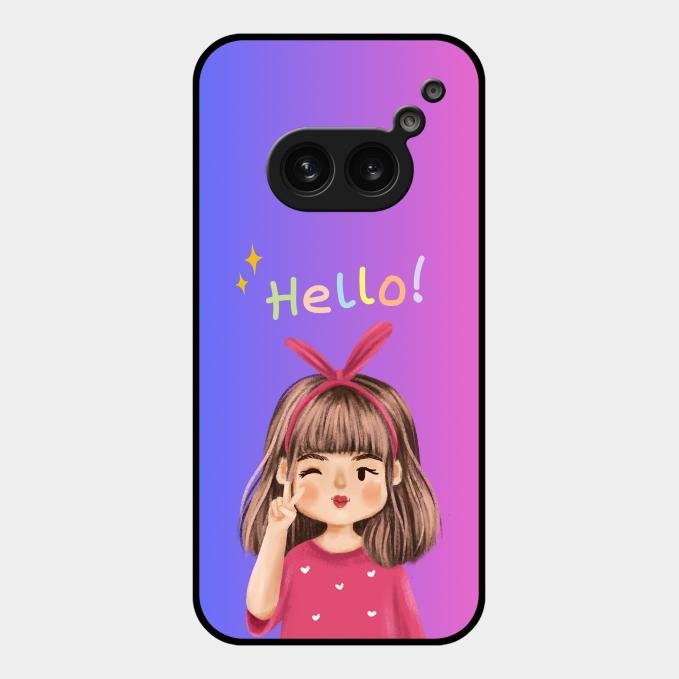 Cute Girl Hello Glass Case For Nothing Phone 2A 5G