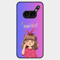 Cute Girl Hello Glass Case For Nothing Phone 2A Plus