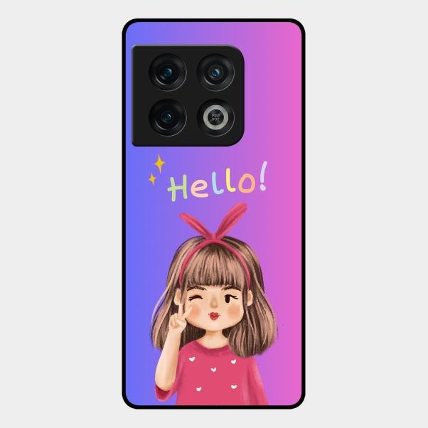Cute Girl Hello Glass Case For Oneplus 10 Pro 5G