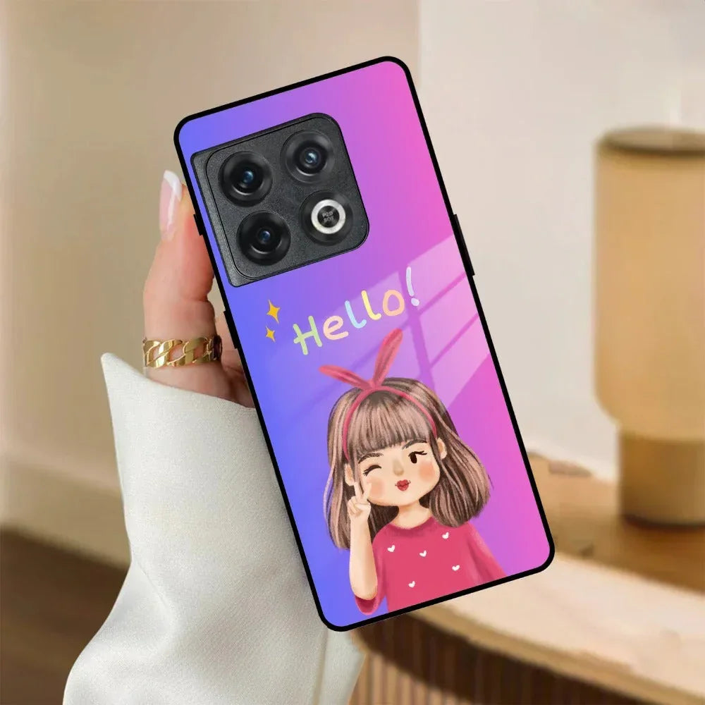 Cute Girl Hello Glass Case For OnePlus - ShopOnCliQ