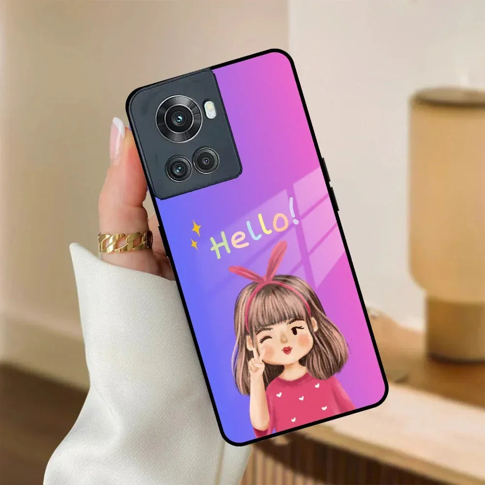 Cute Girl Hello Glass Case For OnePlus - ShopOnCliQ