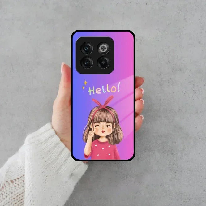 Cute Girl Hello Glass Case For OnePlus - ShopOnCliQ