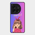 Cute Girl Hello Glass Case For Oneplus 12 5G
