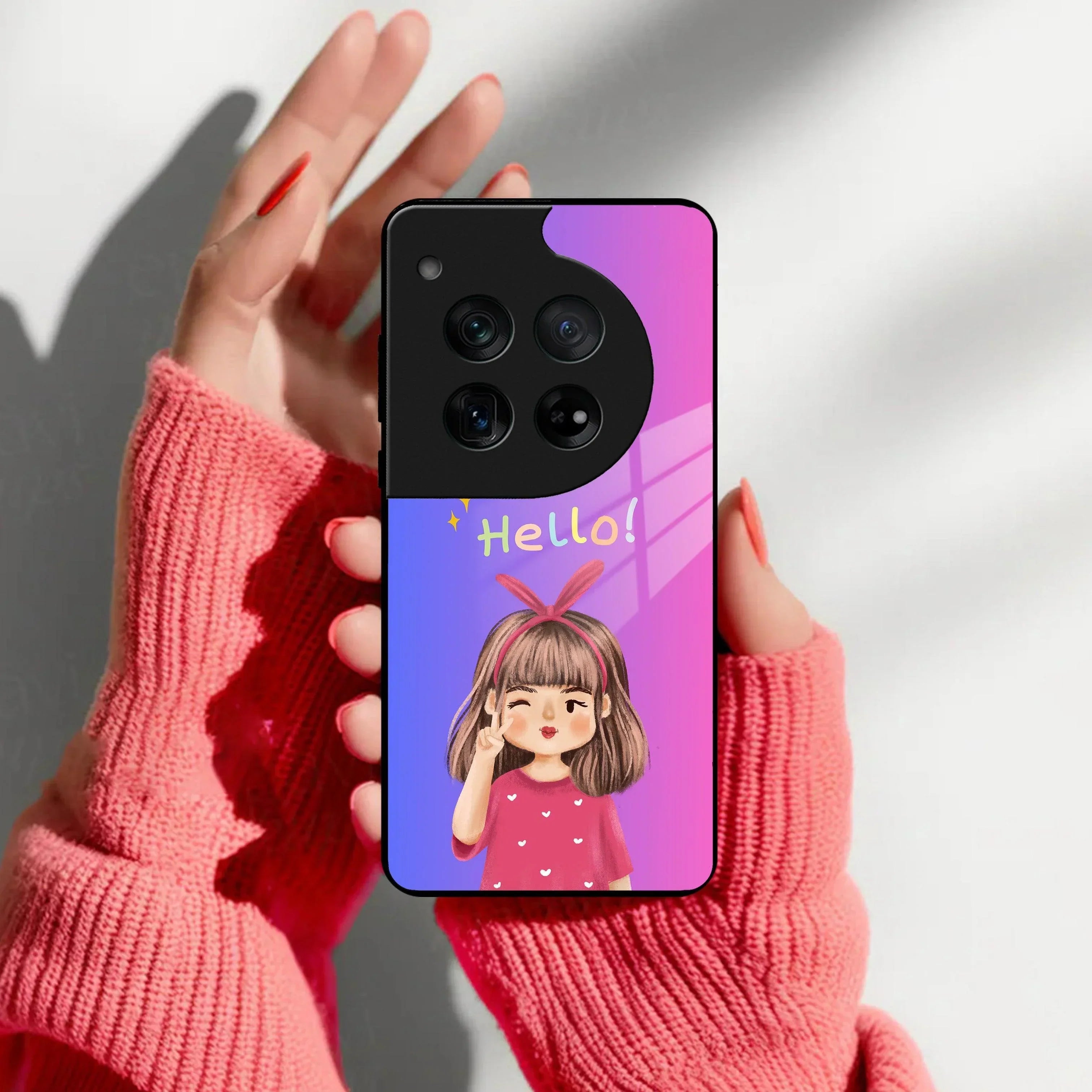 Cute Girl Hello Glass Case For OnePlus - ShopOnCliQ