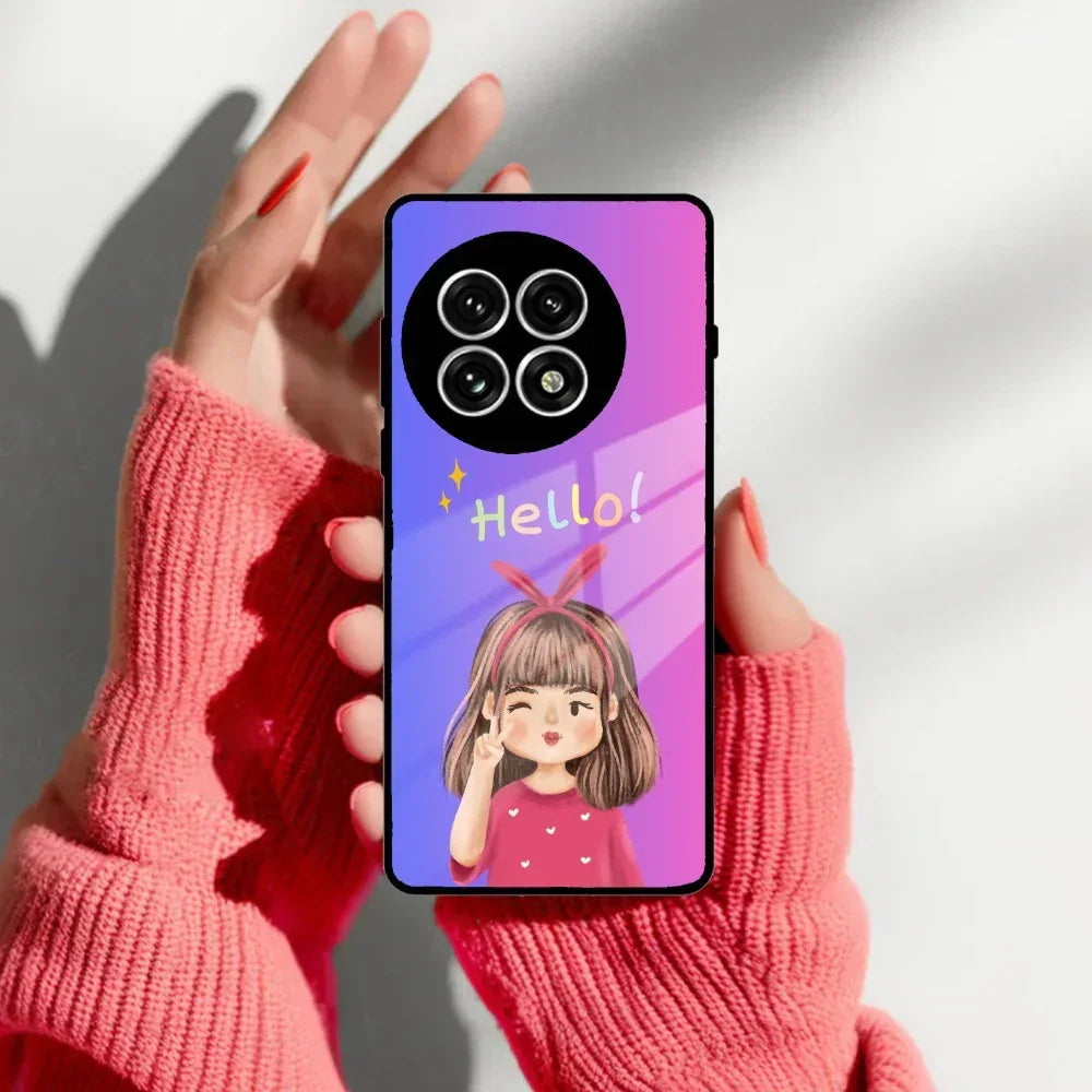 Cute Girl Hello Glass Case For OnePlus - ShopOnCliQ