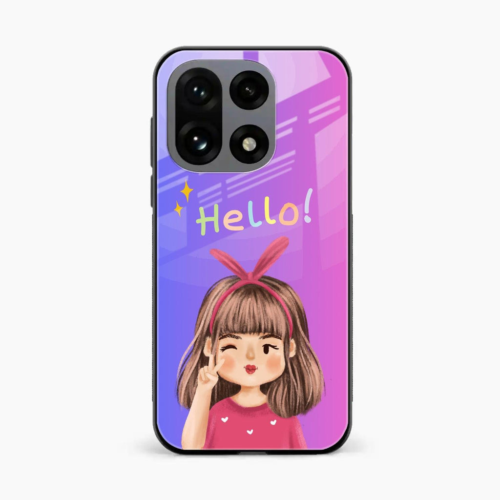 Cute Girl Hello Glass Case For OnePlus 15 5G