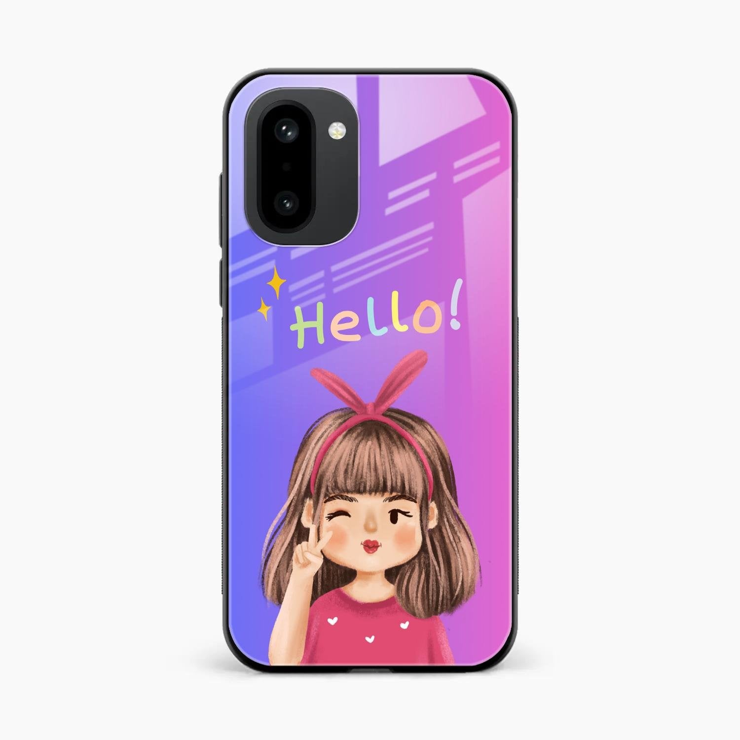 Cute Girl Hello Glass Case For OnePlus 15R 5G