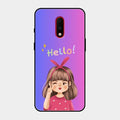 Cute Girl Hello Glass Case For Oneplus 7