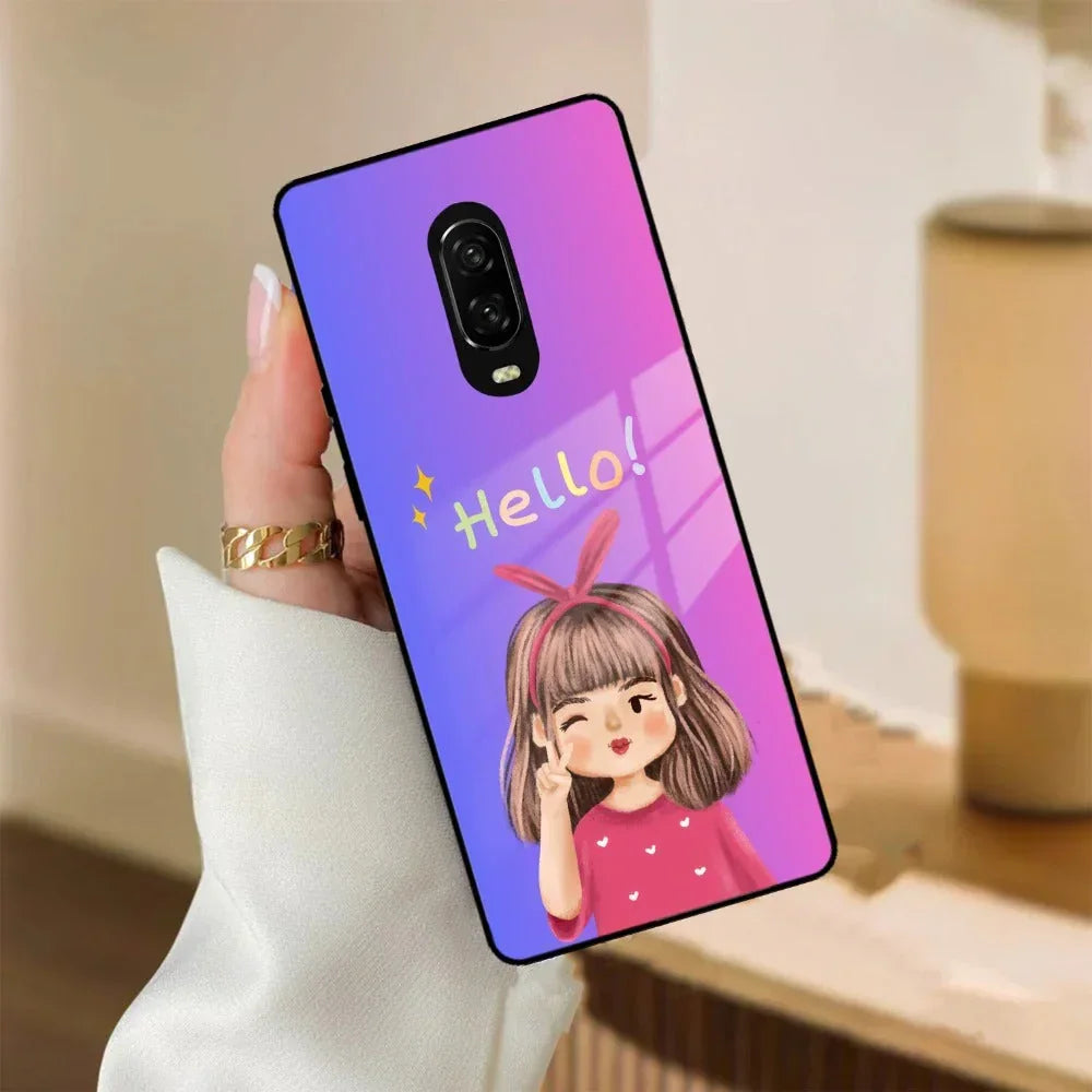 Cute Girl Hello Glass Case For OnePlus - ShopOnCliQ
