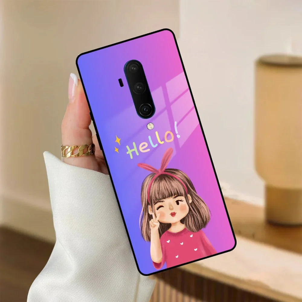 Cute Girl Hello Glass Case For OnePlus - ShopOnCliQ