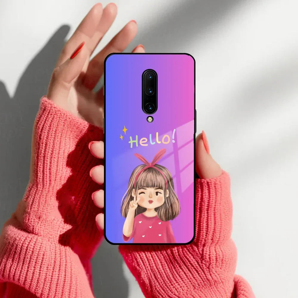 Cute Girl Hello Glass Case For OnePlus - ShopOnCliQ