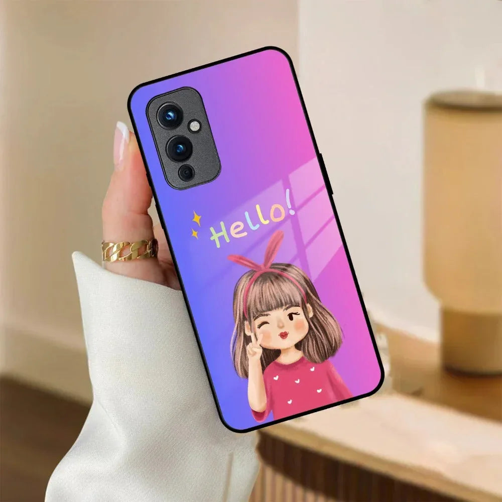 Cute Girl Hello Glass Case For OnePlus - ShopOnCliQ