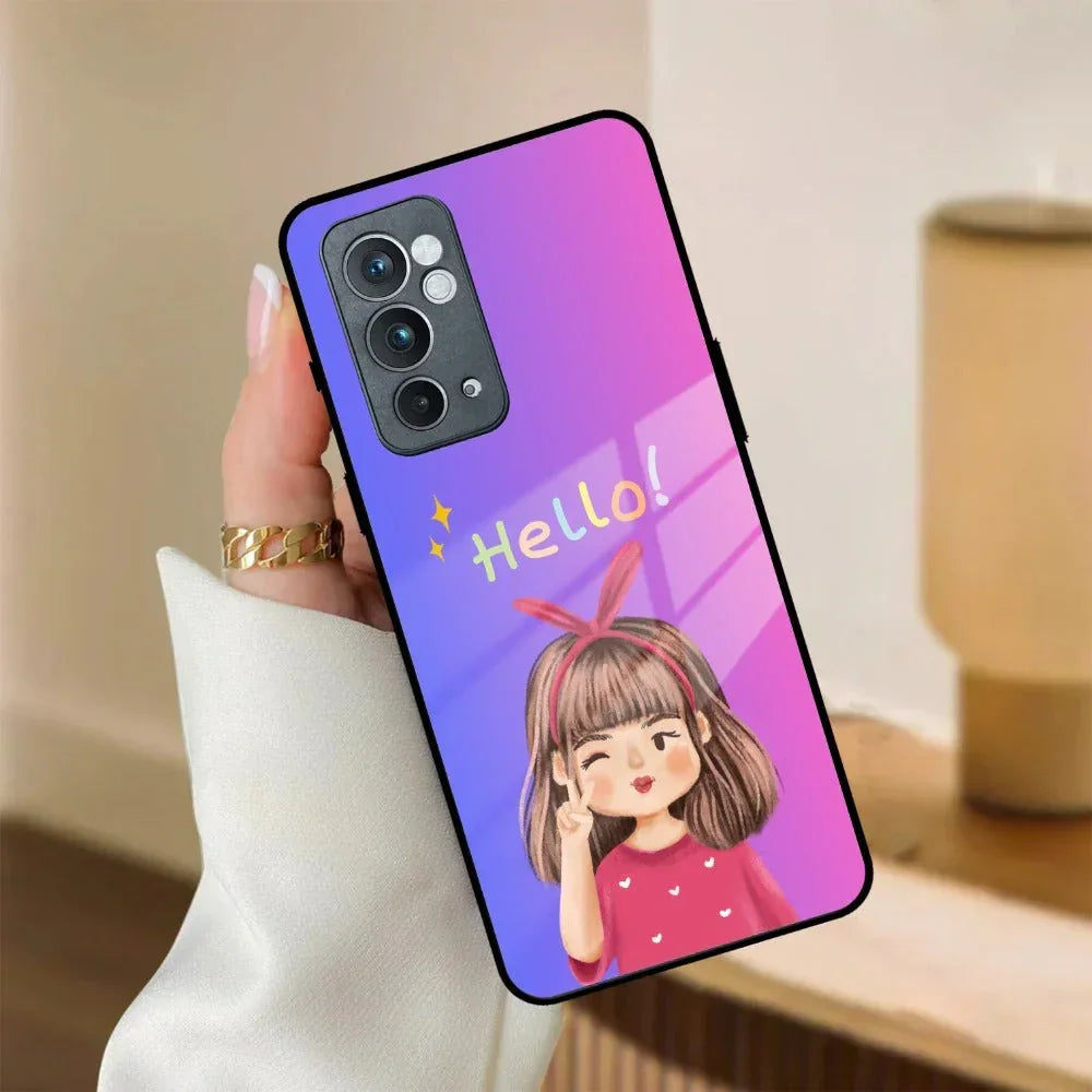 Cute Girl Hello Glass Case For OnePlus - ShopOnCliQ