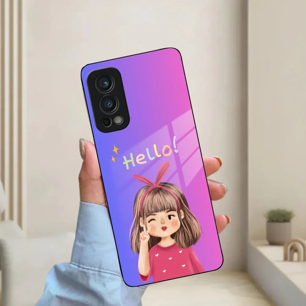 Cute Girl Hello Glass Case For OnePlus - ShopOnCliQ