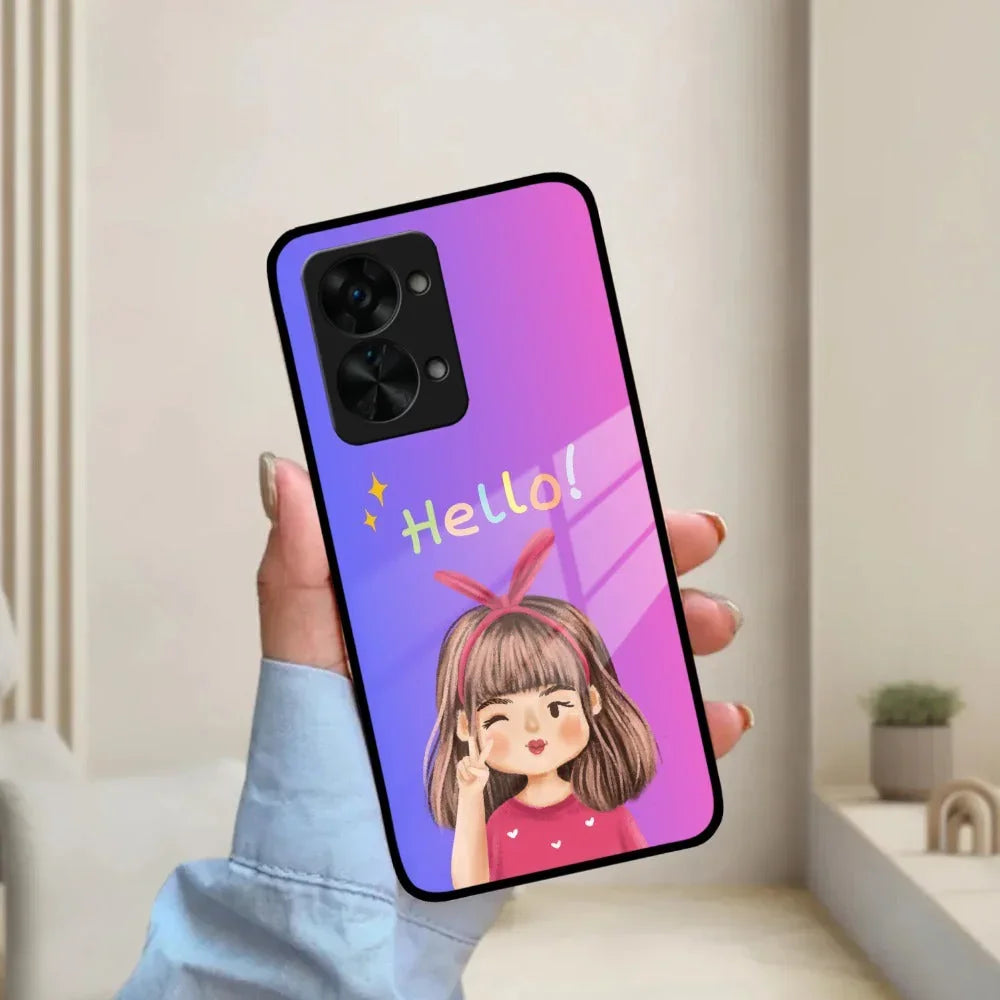 Cute Girl Hello Glass Case For OnePlus - ShopOnCliQ