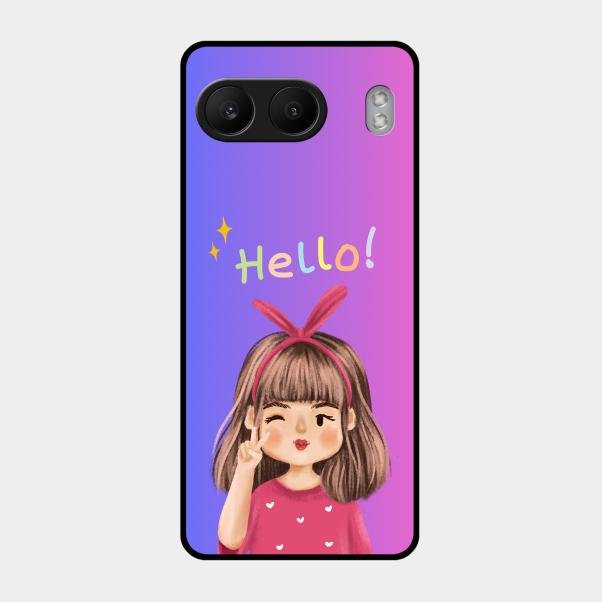 Cute Girl Hello Glass Case For Oneplus Nord 4 5G