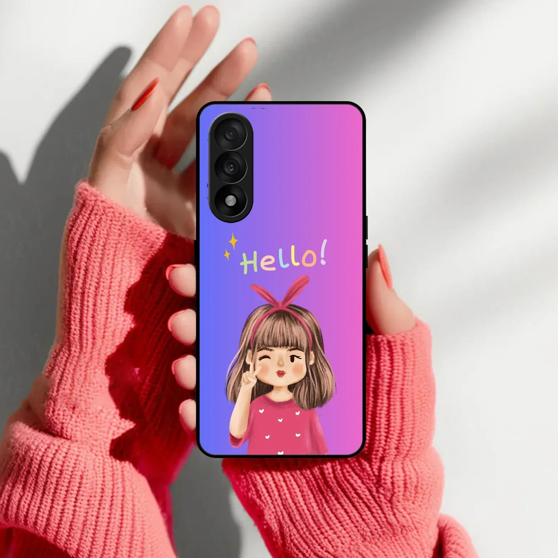 Cute Girl Hello Glass Case For OnePlus - ShopOnCliQ
