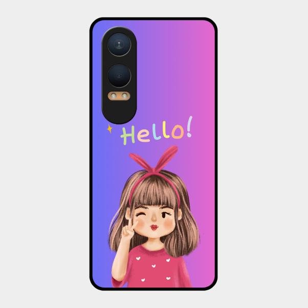 Cute Girl Hello Glass Case For Oneplus Nord Ce 4 Lite 5G