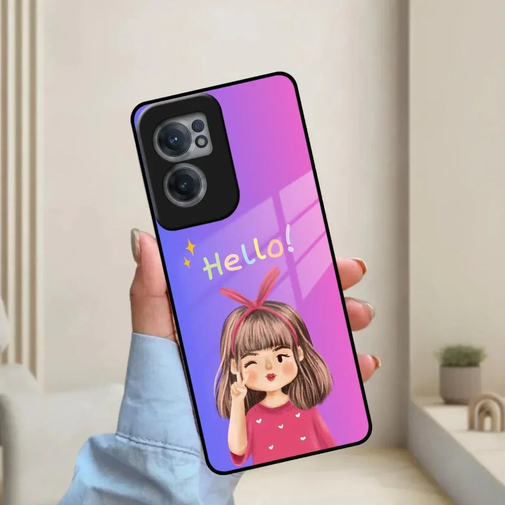Cute Girl Hello Glass Case For OnePlus - ShopOnCliQ