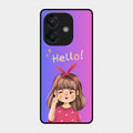 Cute Girl Hello Glass Case For Oppo A3X 5G