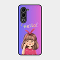 Cute Girl Hello Glass Case For Oppo A5 5G