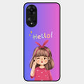 Cute Girl Hello Glass Case For Oppo A78 5G