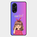 Cute Girl Hello Glass Case For Oppo F23 5G
