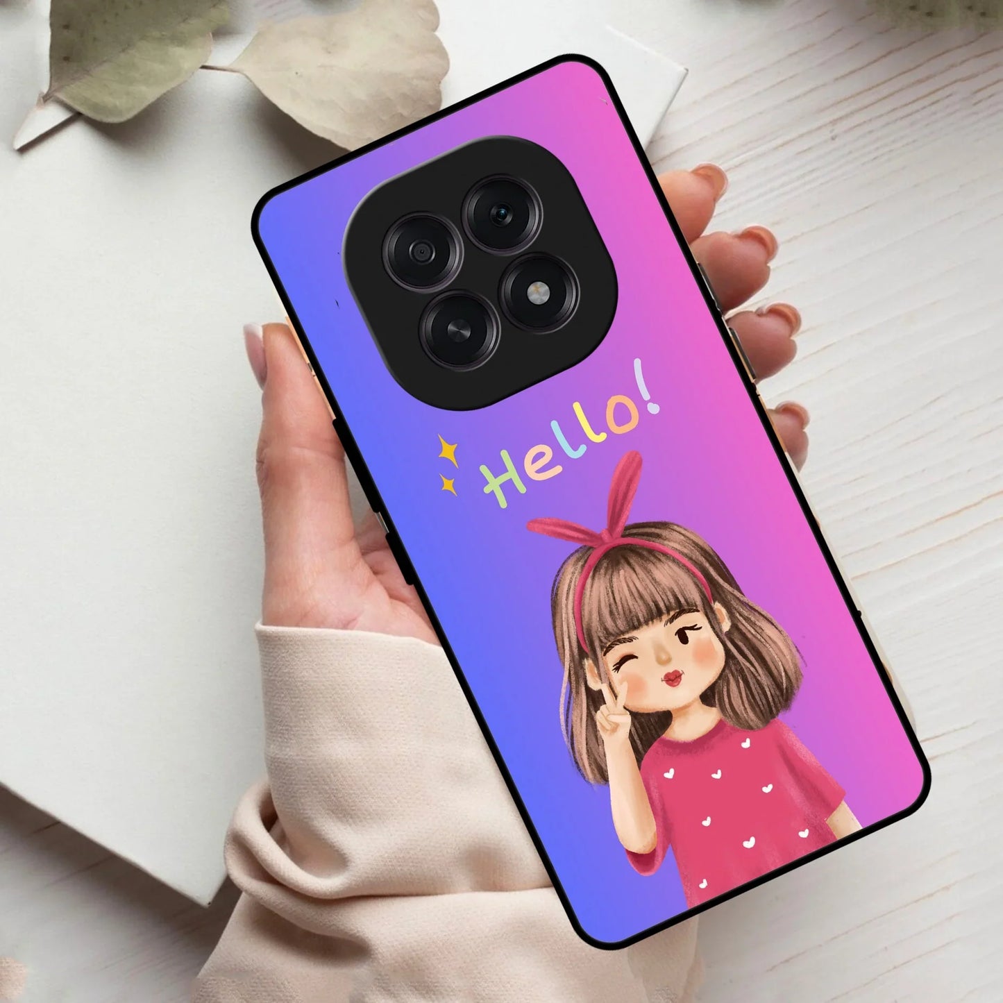 Cute Girl Hello Glass Case For Oppo - ShopOnCliQ