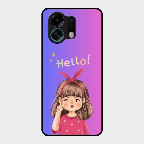 Cute Girl Hello Glass Case For Oppo K13 Turbo 5G