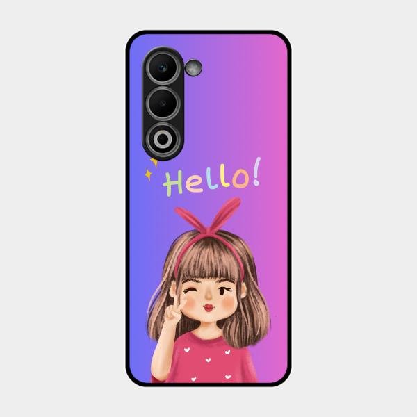 Cute Girl Hello Glass Case For Oppo K13X 5G