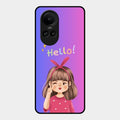 Cute Girl Hello Glass Case For Oppo Reno 10 Pro 5G