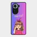 Cute Girl Hello Glass Case For Oppo Reno 11 5G