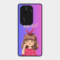 Cute Girl Hello Glass Case For Oppo Reno 11 Pro 5G