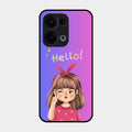 Cute Girl Hello Glass Case For Oppo Reno 13 5G