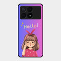 Cute Girl Hello Glass Case For Poco X6 Pro 5G