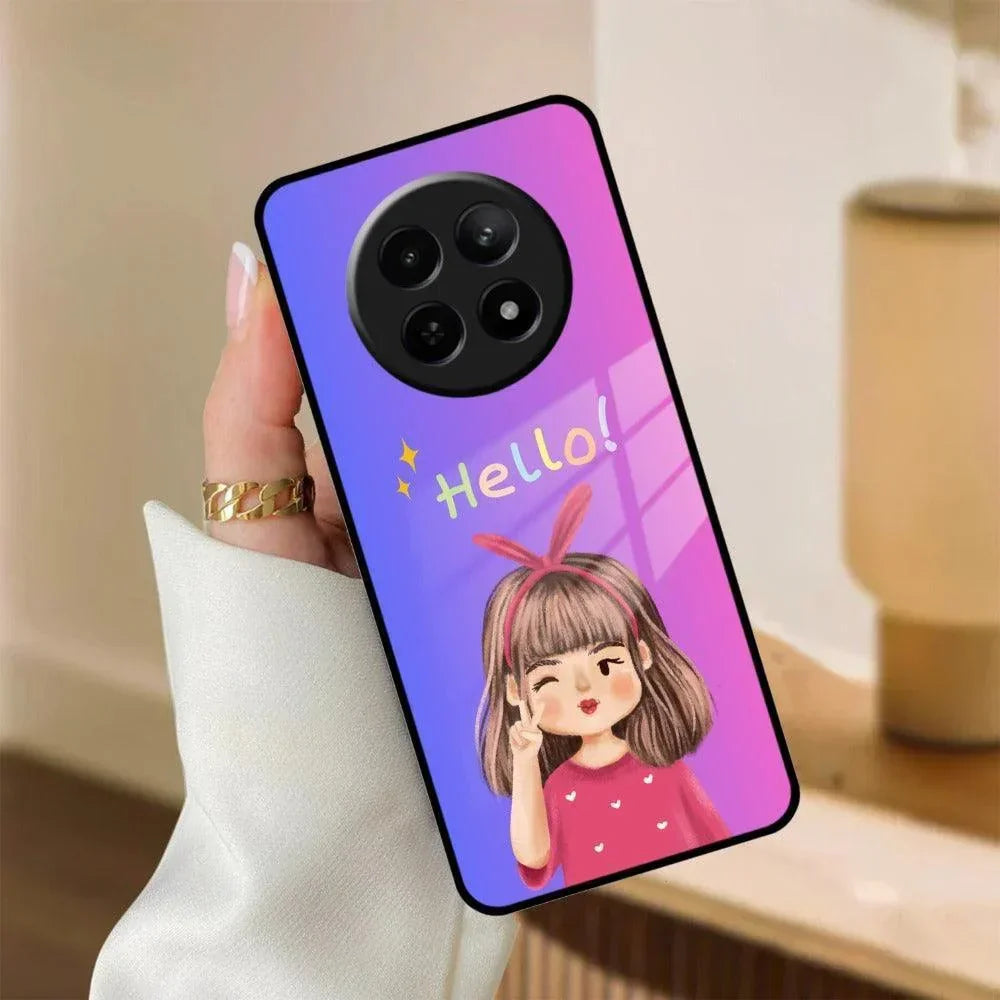 Cute Girl Hello Glass Case For Realme/Narzo - ShopOnCliQ