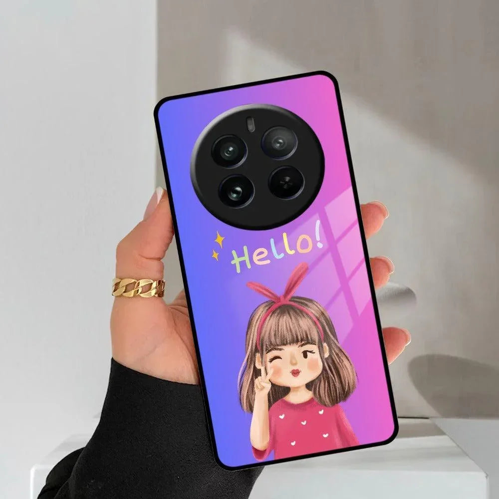 Cute Girl Hello Glass Case For Realme/Narzo - ShopOnCliQ