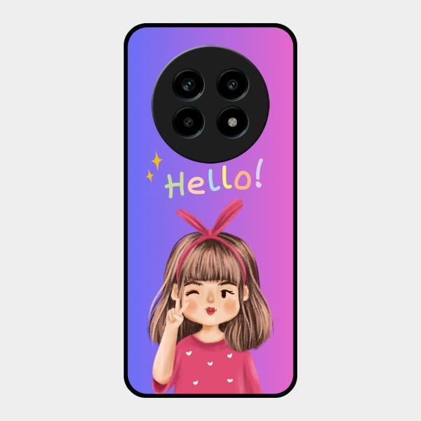Cute Girl Hello Glass Case For Realme 13 Pro 5G