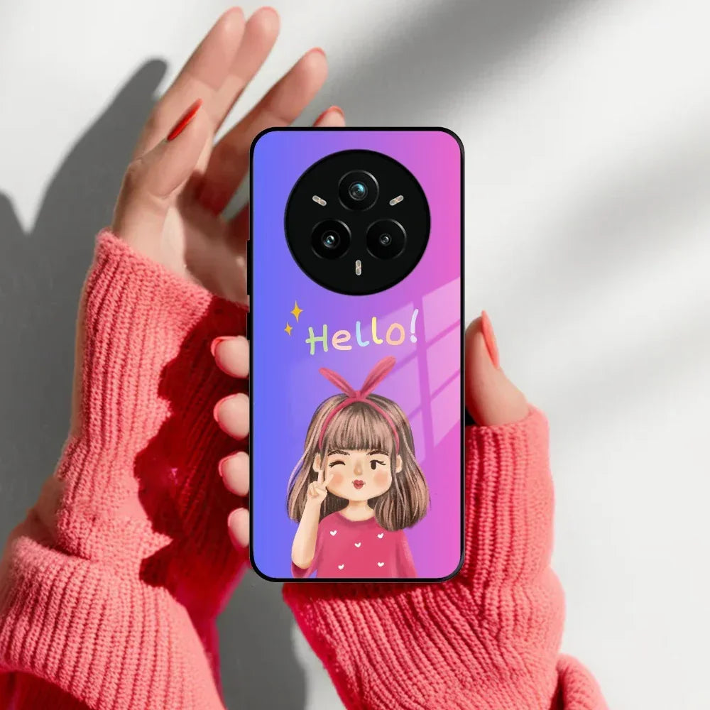 Cute Girl Hello Glass Case For Realme/Narzo - ShopOnCliQ