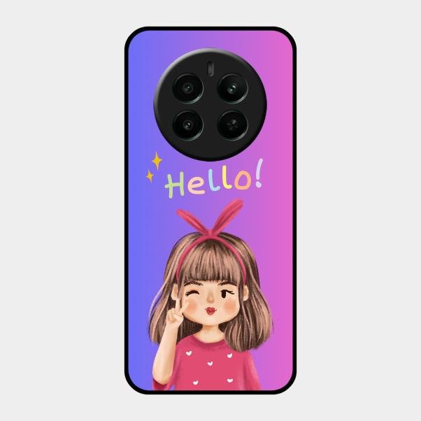 Cute Girl Hello Glass Case For Realme Narzo 70 5G