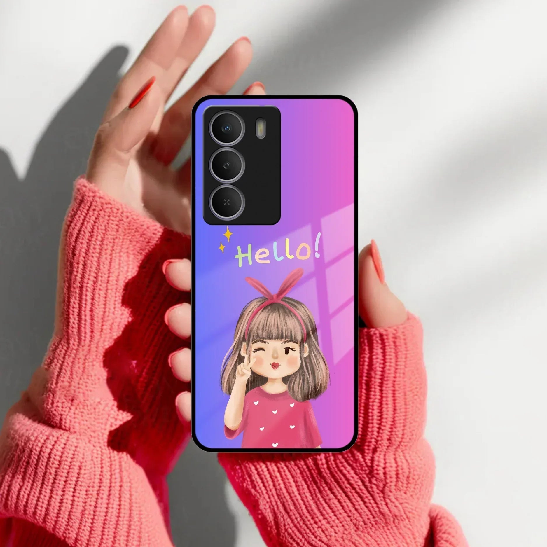 Cute Girl Hello Glass Case For Realme/Narzo - ShopOnCliQ