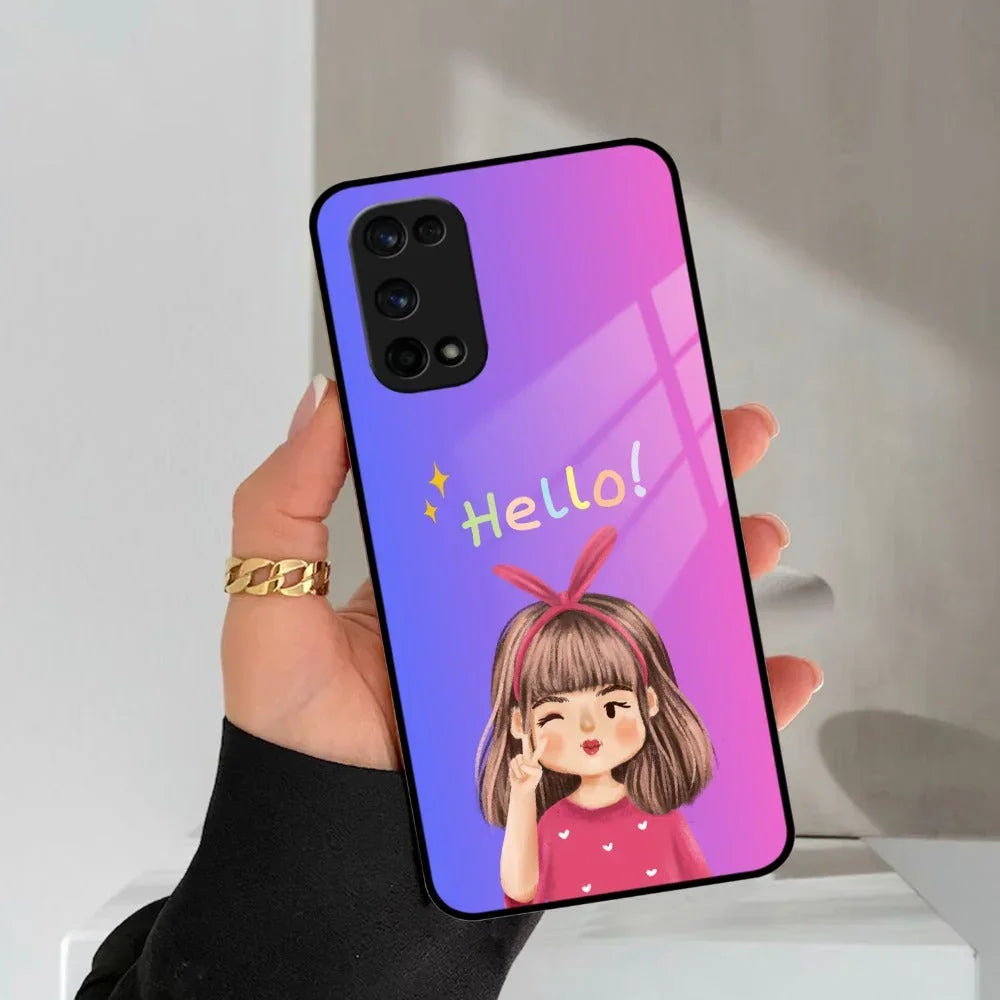 Cute Girl Hello Glass Case For Realme/Narzo - ShopOnCliQ