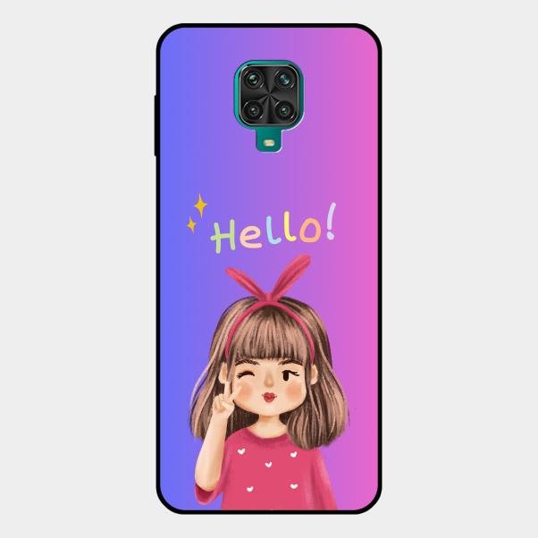 Cute Girl Hello Glass Case For Redmi Note 10 Lite