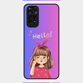 Cute Girl Hello Glass Case For Redmi Note 11