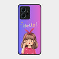 Cute Girl Hello Glass Case For Redmi Note 12 4G